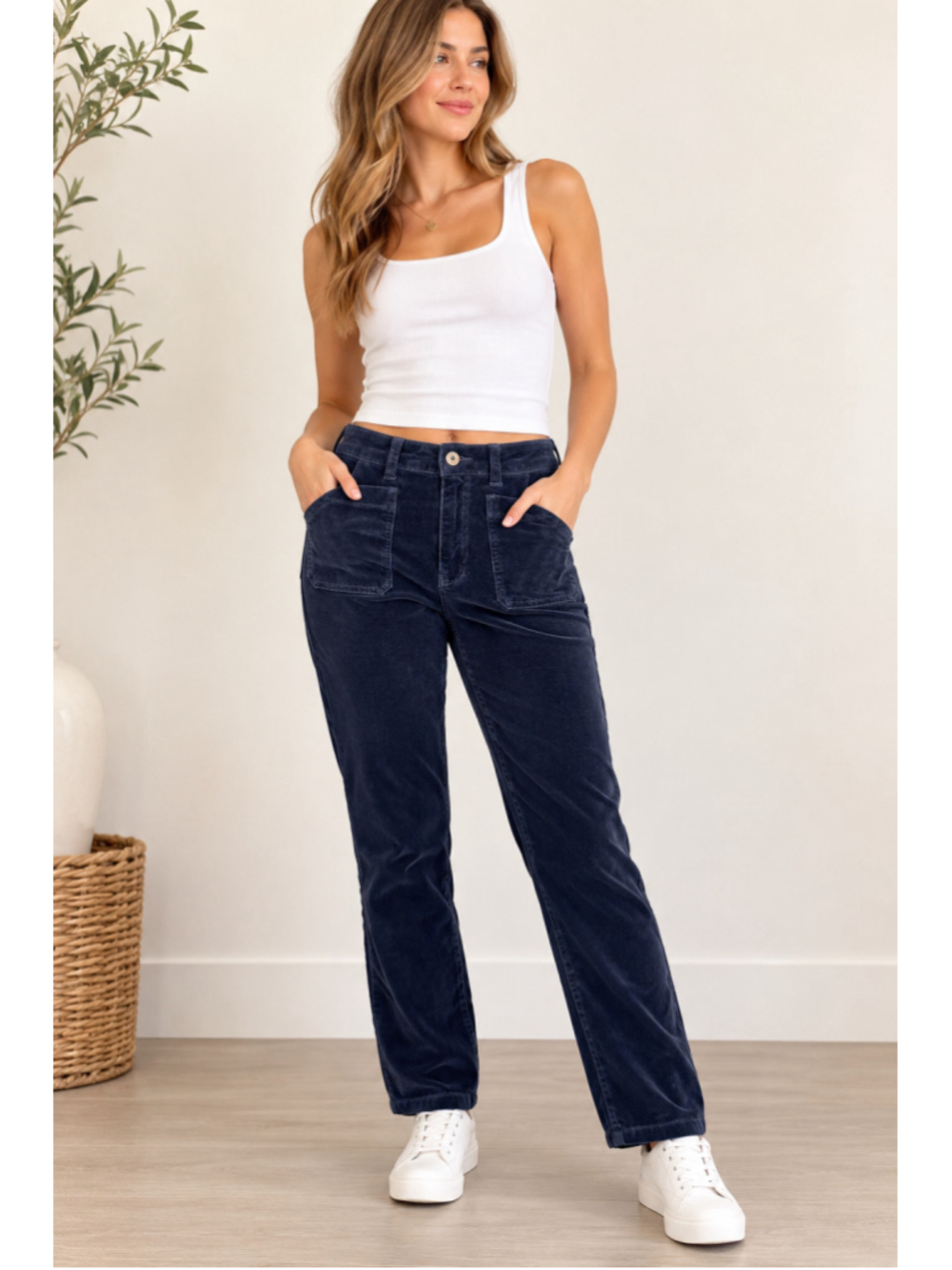 Pilcro Anthropologie High Rise Skinny Velvet Pants Navy Blue Size 30 Stretch